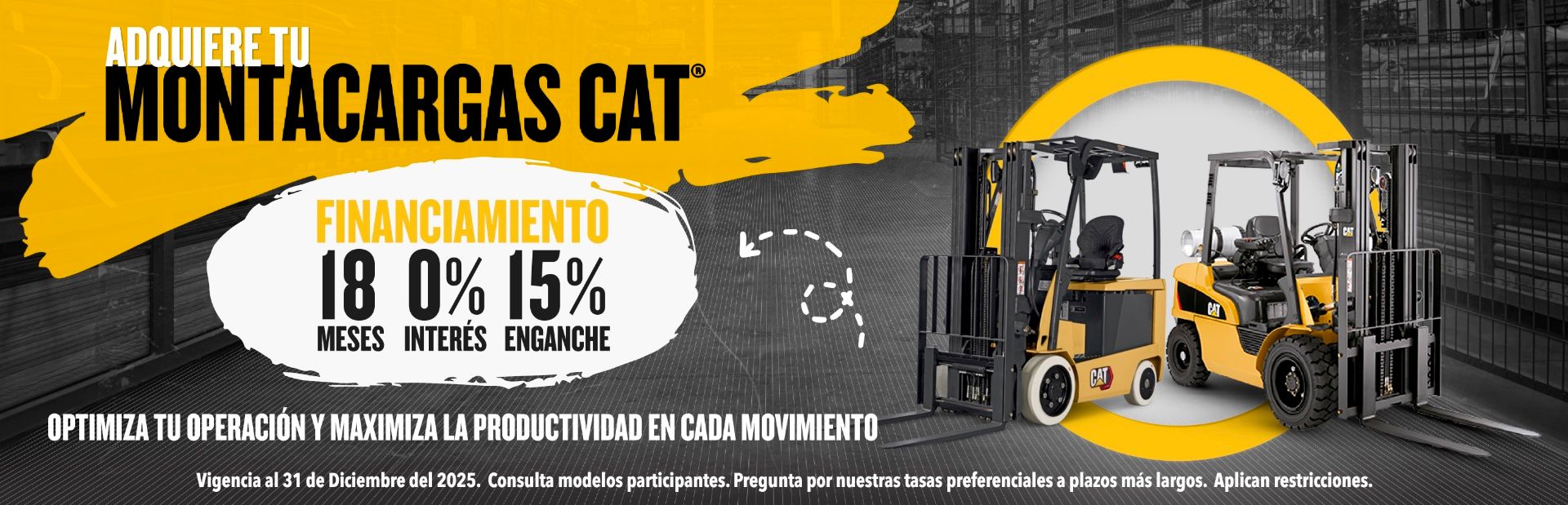 Optimiza tu operación y maximiza la productividad en cada movimiento con Montacargas Cat